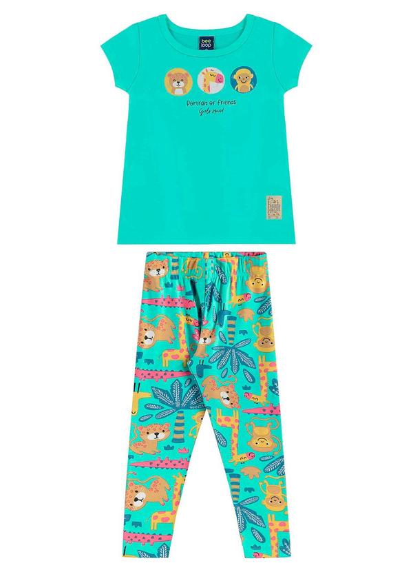 Vista 2 Conjunto Blusa e Legging Menina Verde Bee Loop Bee Loop
