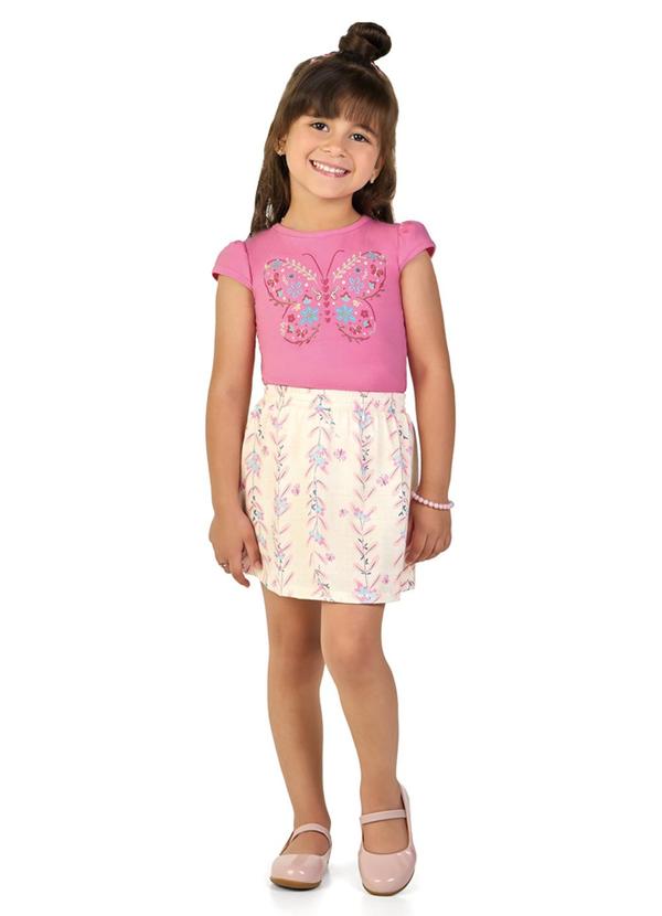 Vista 2 Conjunto Blusa e Saia em Cotton Romance Rosa Marlan Marlan