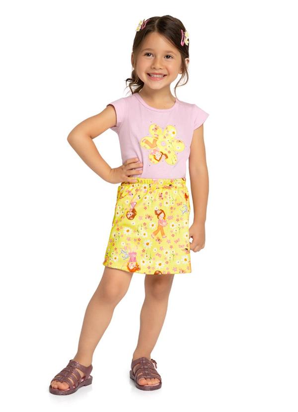 Vista 2 Conjunto Blusa e Saia Newtech Meu Jardim Rosa Marlan Marlan
