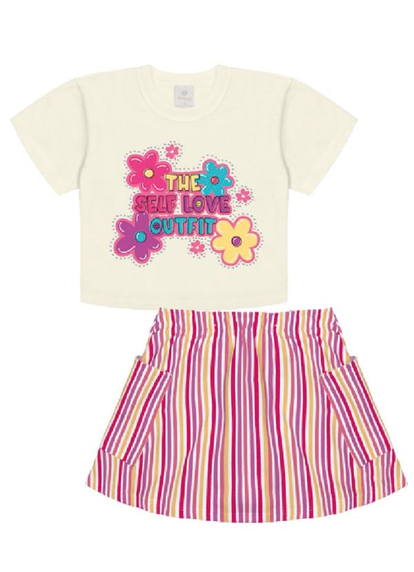 Conjunto Blusa e Salopete Natural e Multicores