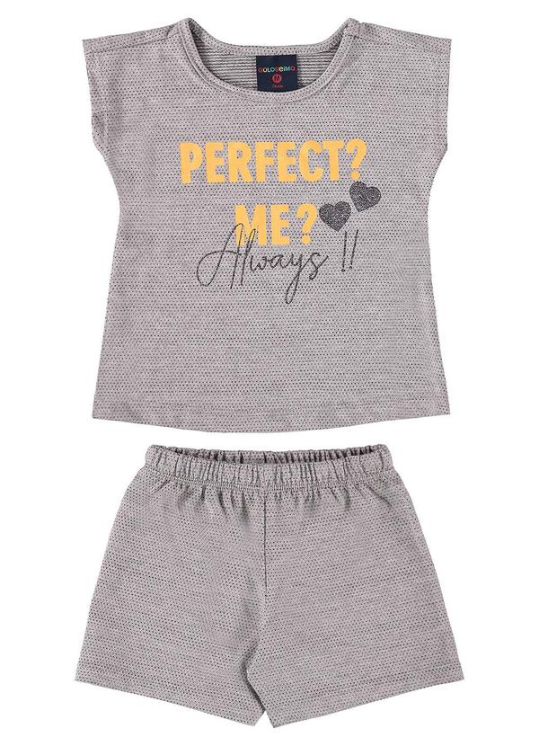 Vista 2 Conjunto Blusa e Short Bebê Menina Cinza GULOSEIMA GULOSEIMA