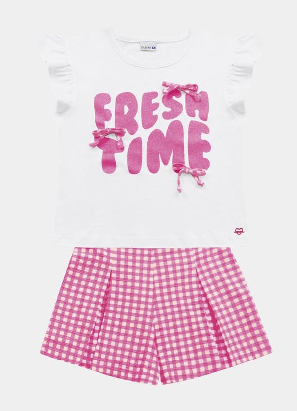 Vista 2 Conjunto Blusa e Short Branco Fakini Kids Fakini Kids