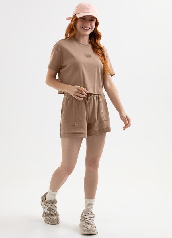 Conjunto Blusa e Short em Algodão Marrom