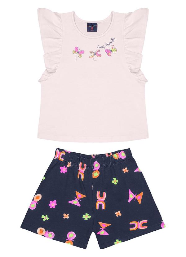 Conjunto Blusa e Short em Cotton Rosa