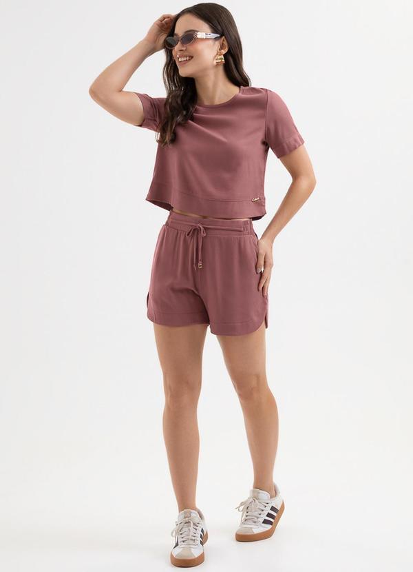 Conjunto em Tecido Texturizado Vermelho Escuro