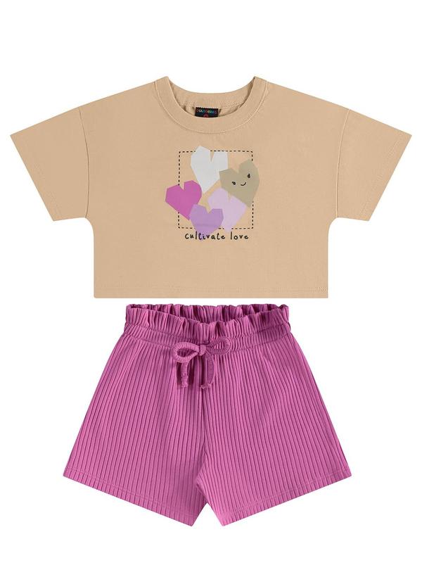 Conjunto Blusa e Short Infantil Bege