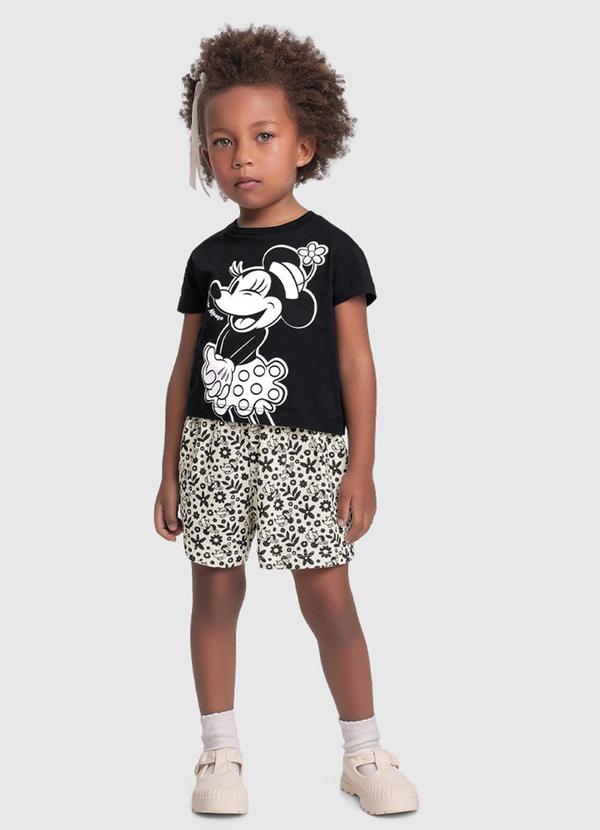 Vista 2 Conjunto Blusa e Short Minnie Preto Fakini Kids Fakini Kids