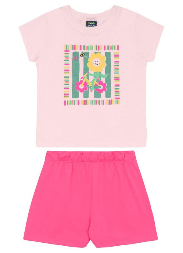 Conjunto Blusa e Short para Menina Bee Loop Rosa