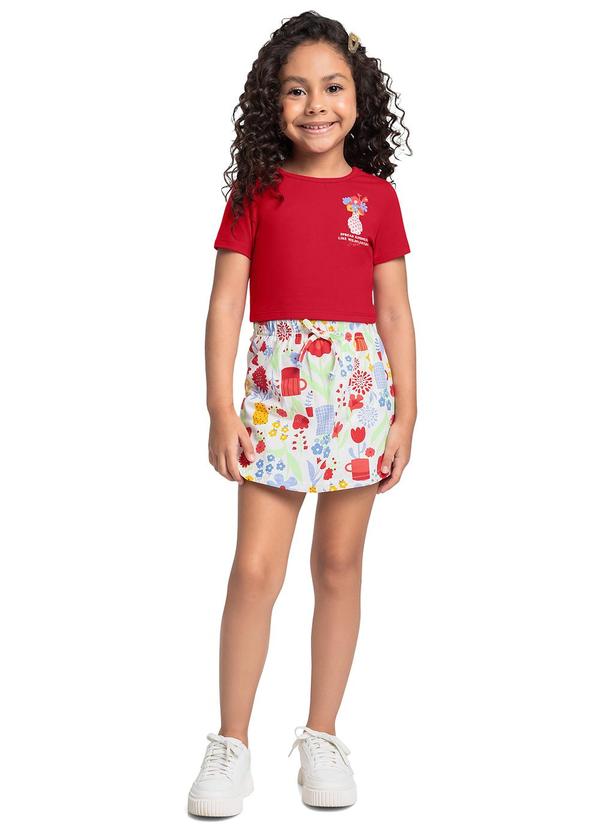Conjunto Blusa e Short-Saia Vermelho