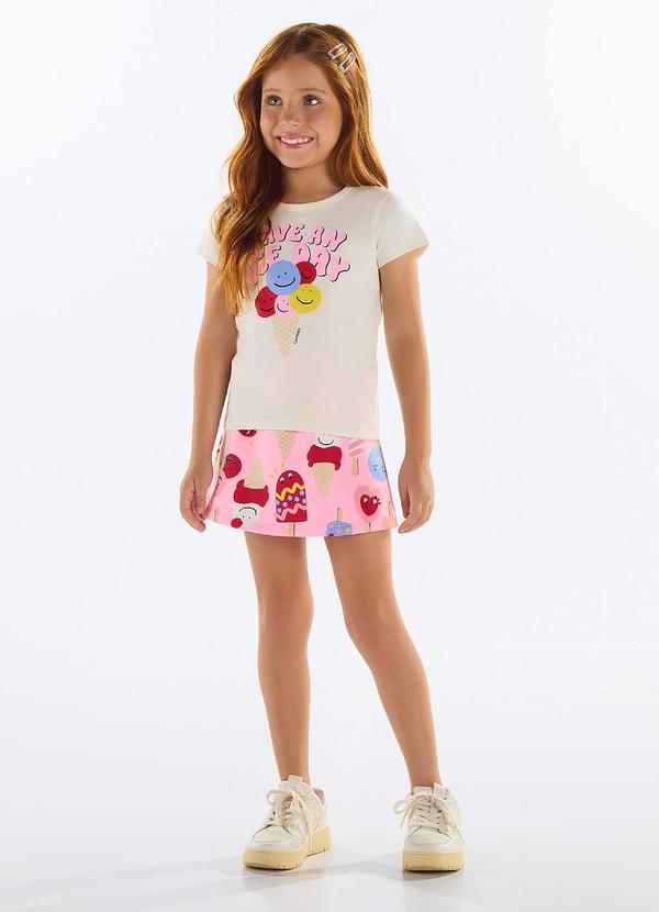 Vista 2 Conjunto Blusa e Short-Saia Bege Quimby Quimby