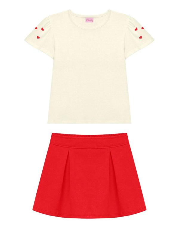 Conjunto Blusa e Short Saia Bege