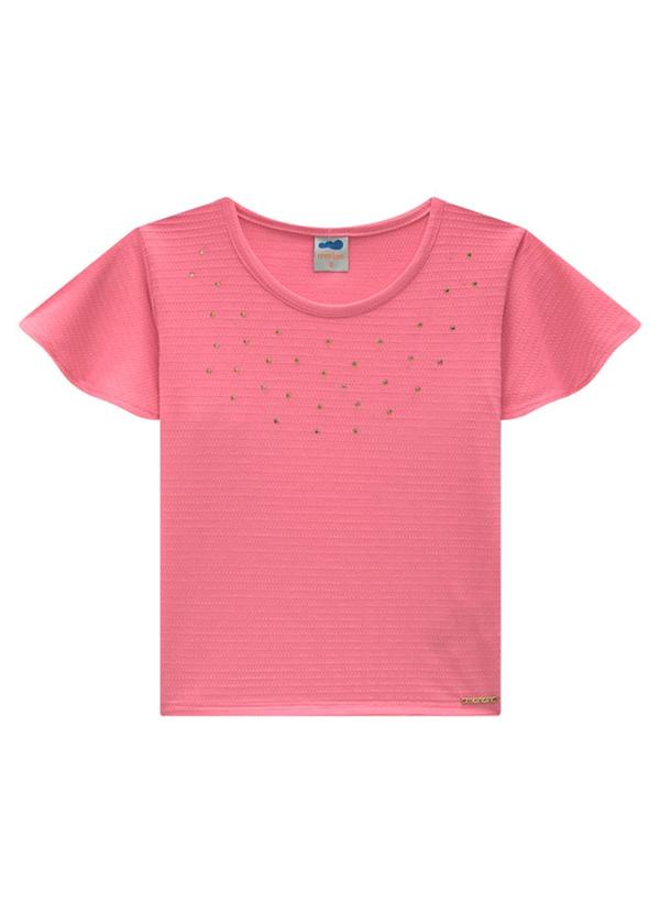 Vista 2 Conjunto Blusa e Short Saia em Cotton Rosa Marlan Marlan
