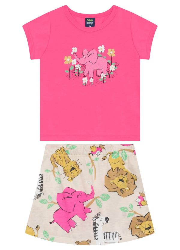 Conjunto Blusa e Short-Saia Infantil Bee Loop Rosa