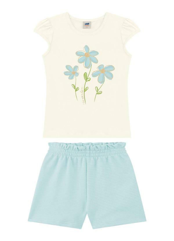 Conjunto Blusa e Short Saia Moletinho Bege