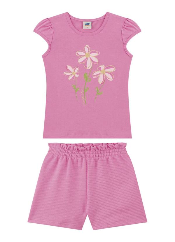 Conjunto Blusa e Short Saia Moletinho Rosa