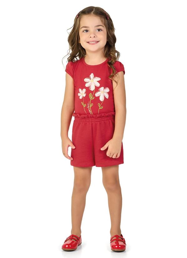 Conjunto Blusa e Short Saia Moletinho Vermelho