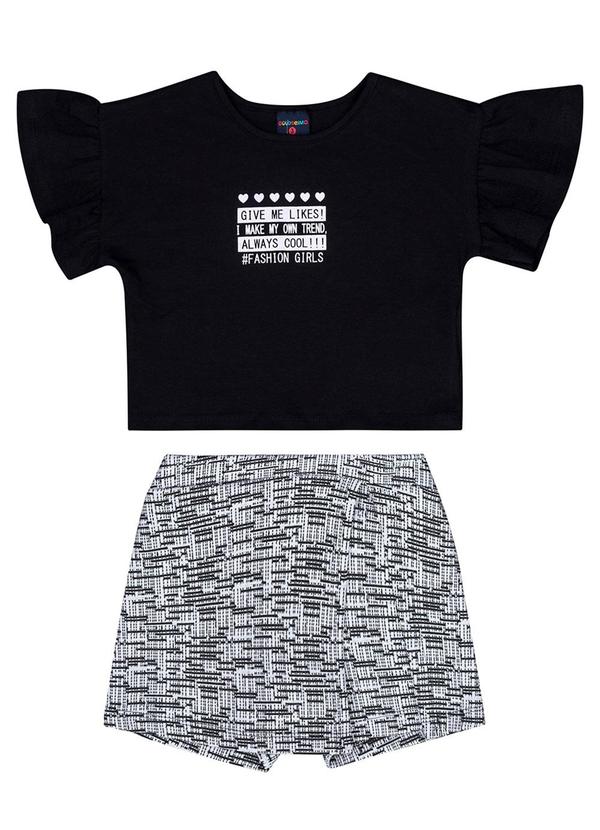 Vista 2 Conjunto Blusa e Short-Saia Preto GULOSEIMA GULOSEIMA
