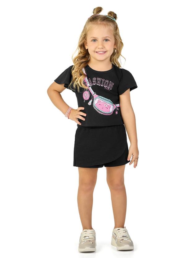 Vista 2 Conjunto Blusa e Short Saia Preto Marlan Marlan