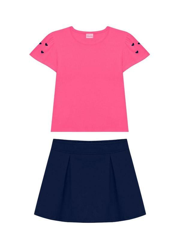 Conjunto Blusa e Short Saia Rosa