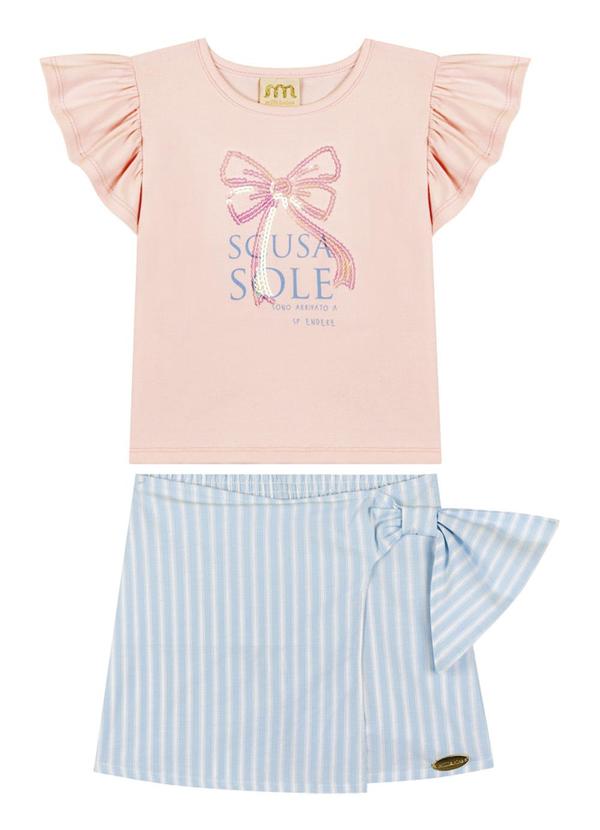 Vista 2 Conjunto Blusa e Short Saia Tecido Plano Rosa Milli E Nina Milli E Nina