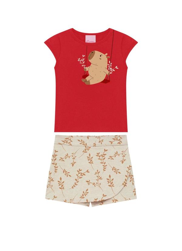 Conjunto Blusa e Short Saia Vermelho