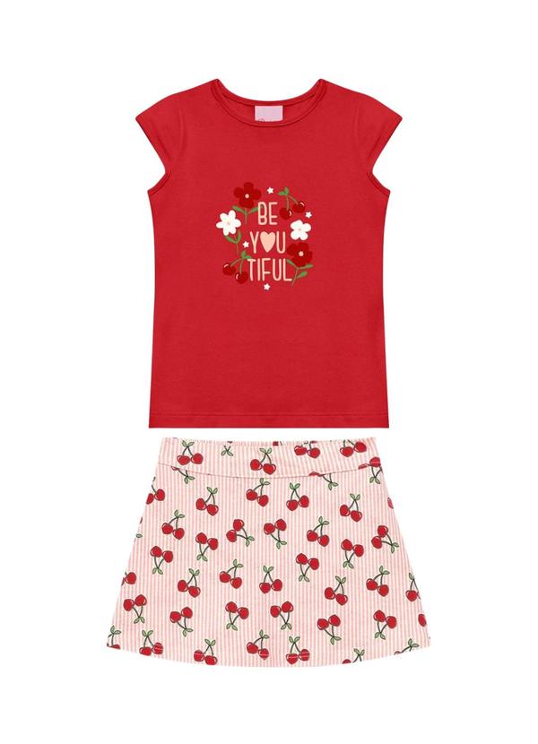 Conjunto Blusa e Short Saia Vermelho