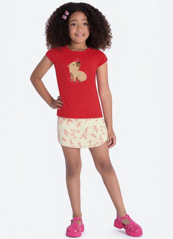 Conjunto Blusa e Short Saia Vermelho