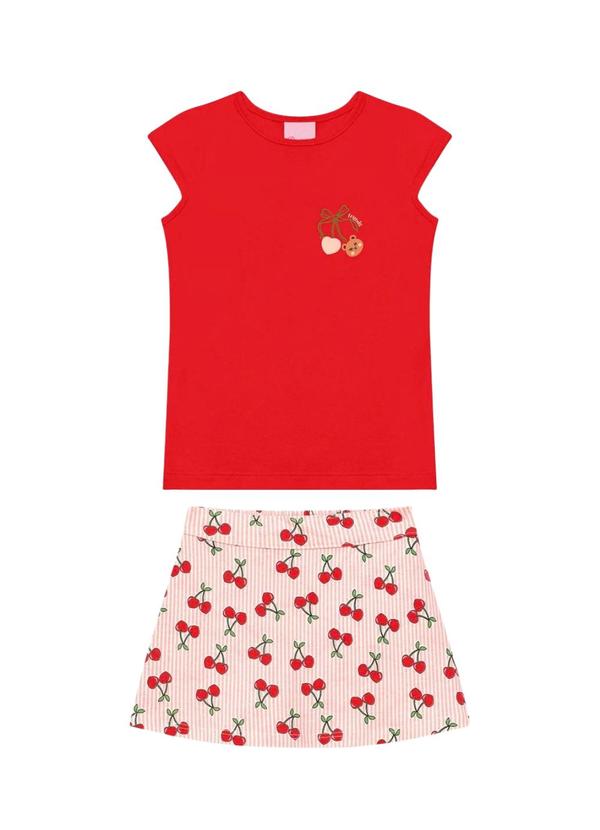 Conjunto Blusa e Short Saia Vermelho