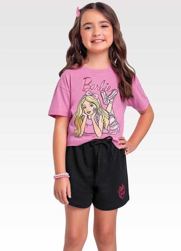 Conjunto Blusa e Shorts Barbie Rosa