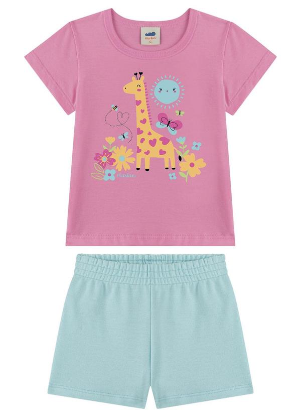Conjunto Blusa e Shorts Bebê com Glitter Azul
