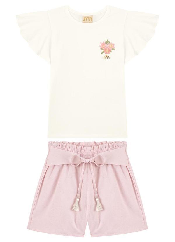 Conjunto Blusa e Shorts com Barbicacho Bege