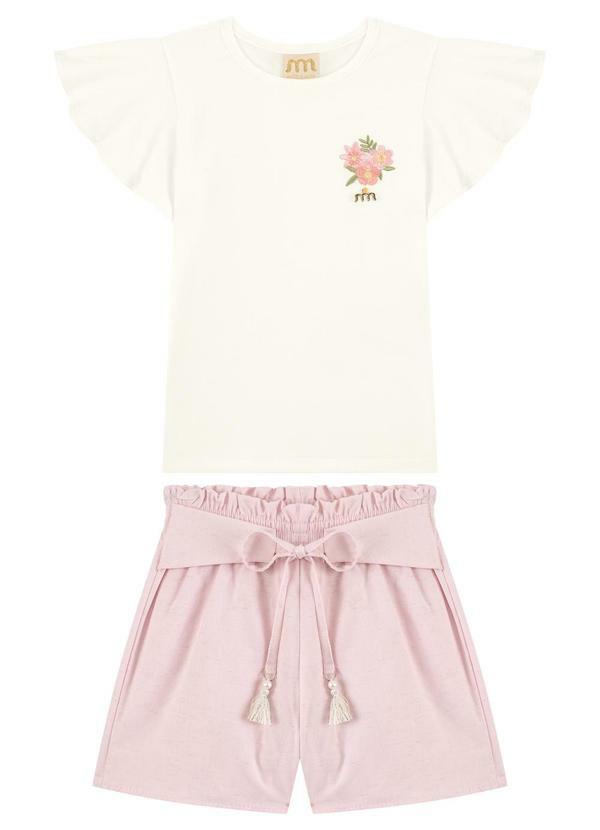 Conjunto Blusa e Shorts com Barbicacho Bege