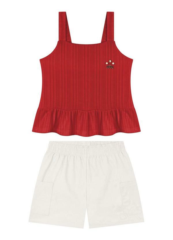 Vista 2 Conjunto Blusa e Shorts com Elastano Vermelho Milli E Nina Milli E Nina