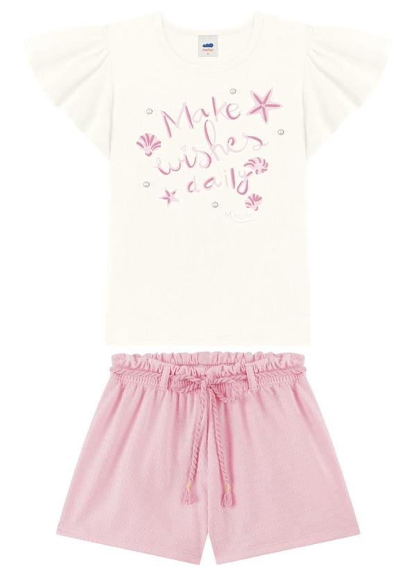 Conjunto Blusa e Shorts com Pérolas Bege