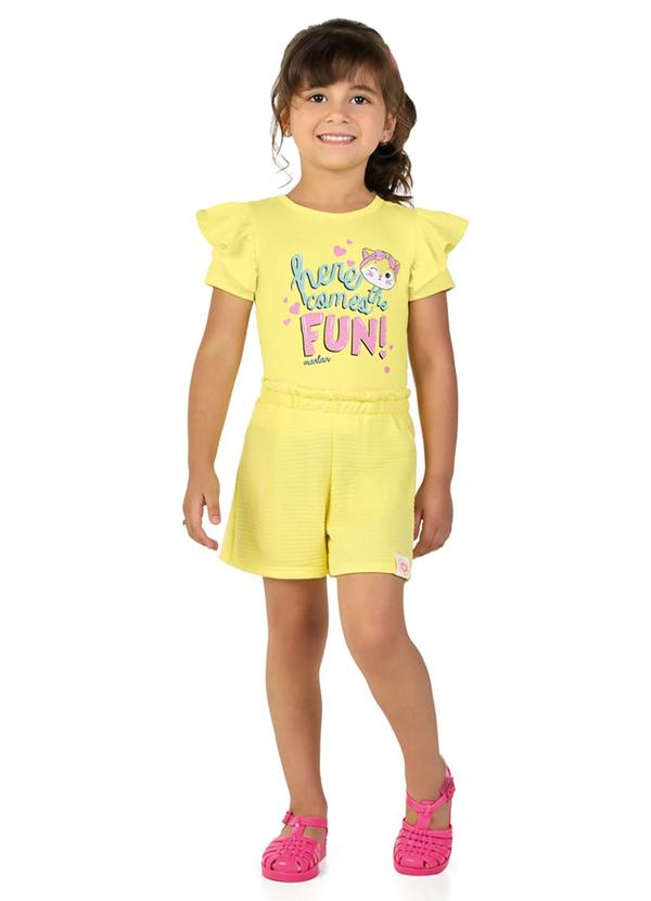 Conjunto Blusa e Shorts em Cotton Amarelo