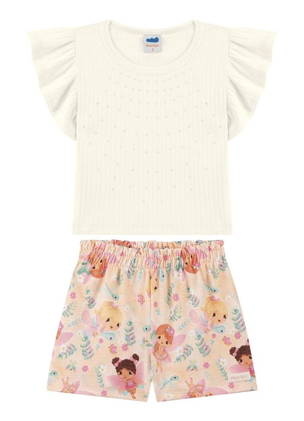 Conjunto Blusa e Shorts em Cotton Bege