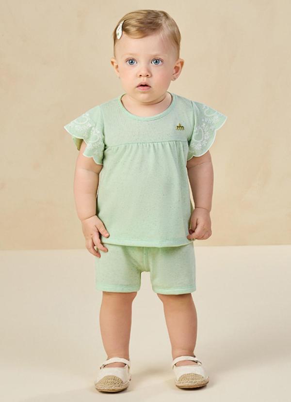 Conjunto Blusa e Shorts em Cotton Linho Verde