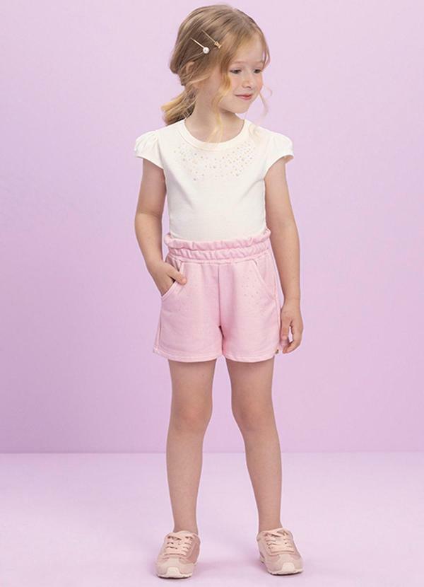 Vista 2 Conjunto Blusa e Shorts em Fleece Linho Bege Milli E Nina Milli E Nina
