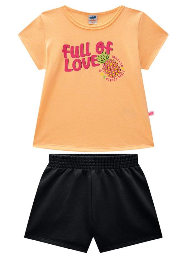 Vista 2 Conjunto Blusa e Shorts em Fleece Liso Laranja Marlan Marlan
