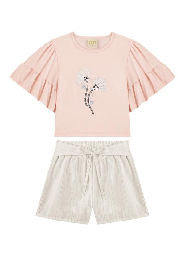 Vista 2 Conjunto Blusa e Shorts em Linho Brilho Rosa Milli E Nina Milli E Nina