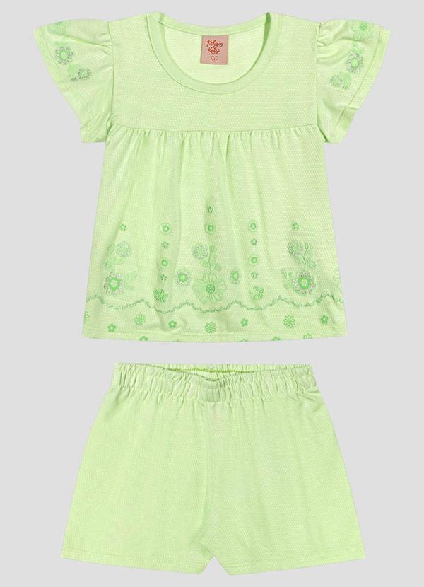 Conjunto Blusa e Shorts em Malha Collor Verde