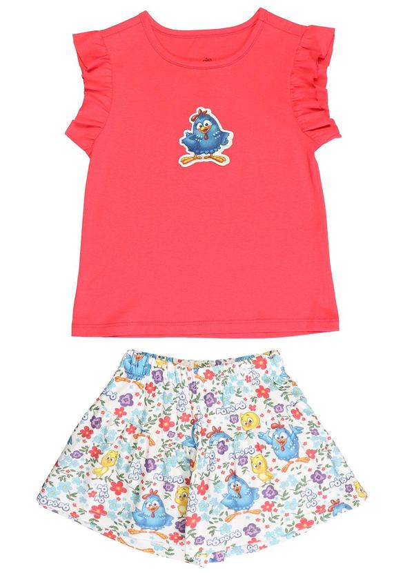 Conjunto Blusa e Shorts em Meia Malha Rosa