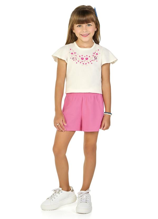 Vista 2 Conjunto Blusa e Shorts em Molecotton Jeans Bege Marlan Marlan