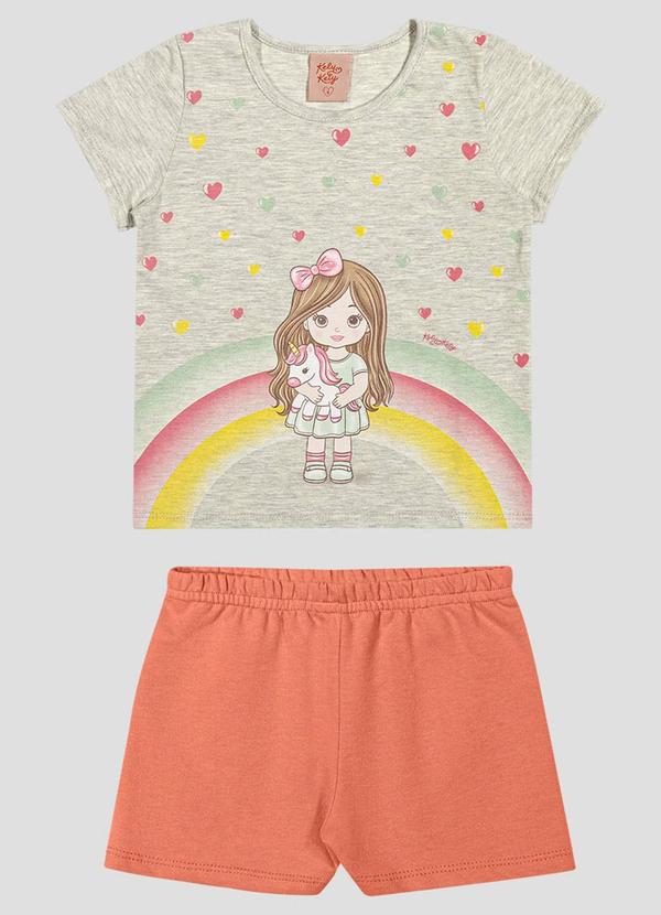 Conjunto Blusa e Shorts em Moletinho Cinza