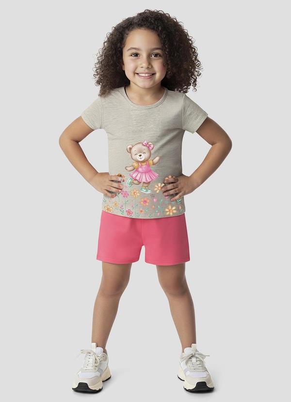 Conjunto Blusa e Shorts em Moletinho Cinza