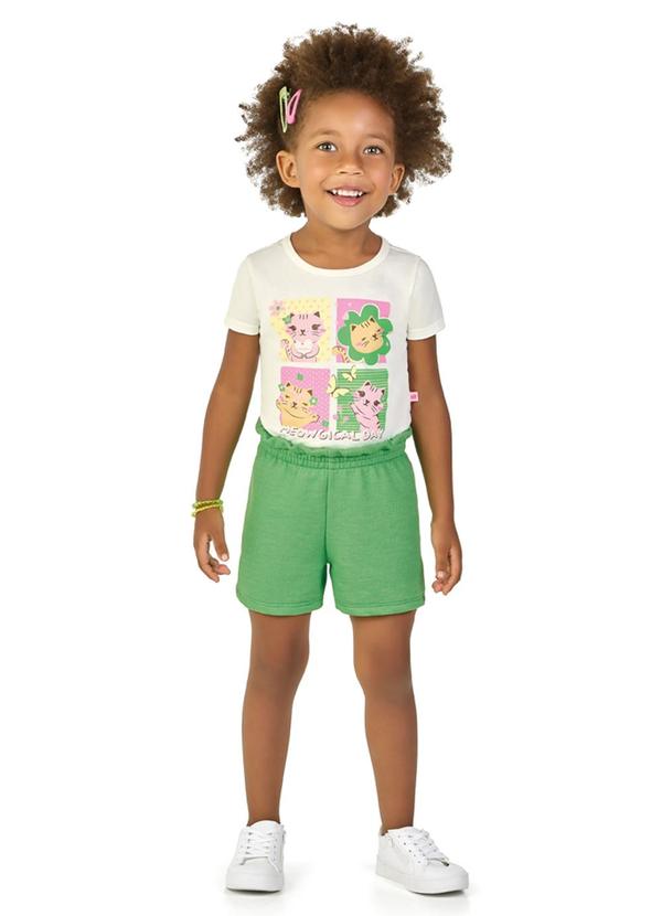 Vista 2 Conjunto Blusa e Shorts em Moletinho Jeans Bege Marlan Marlan