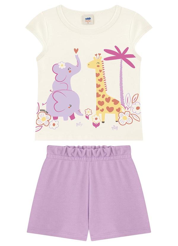 Conjunto Blusa e Shorts em Moletinho Menina Bege