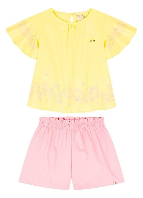 Vista 2 Conjunto Blusa e Shorts em Sarja Amarelo Milli E Nina Milli E Nina