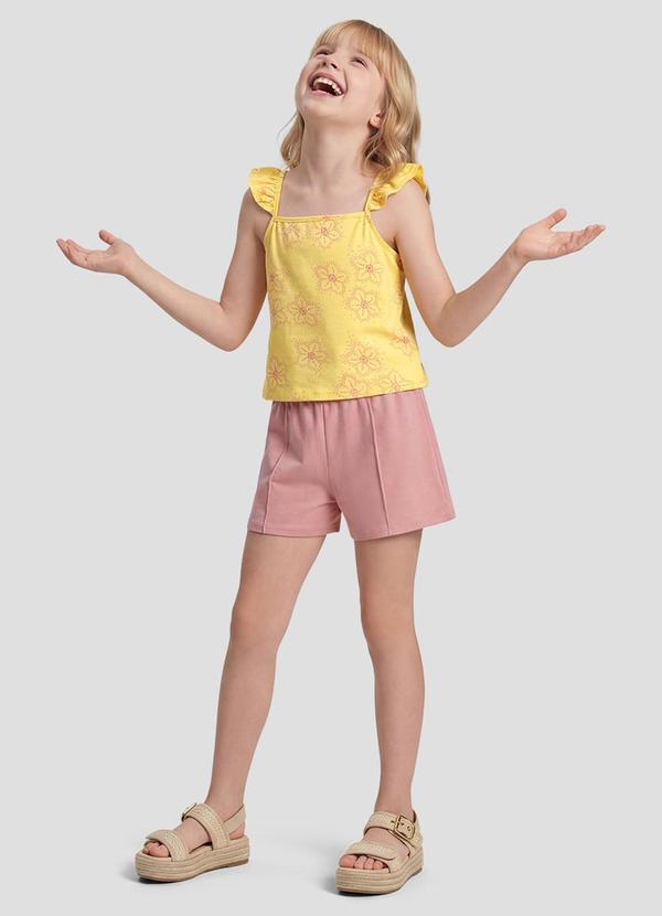 Conjunto Blusa e Shorts Moletinho Amarelo