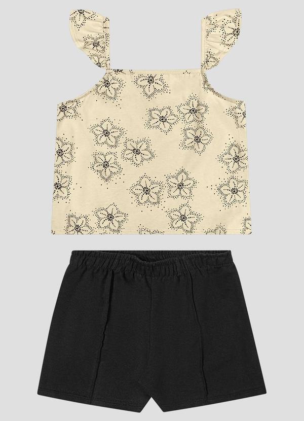 Conjunto Blusa e Shorts Moletinho Bege